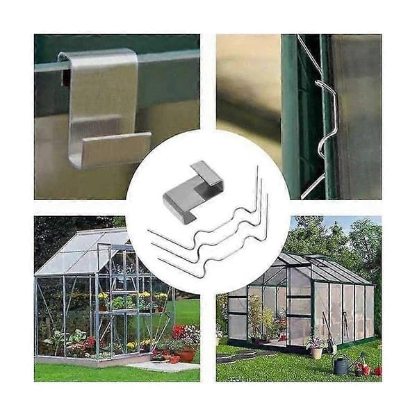 100 st Rostfria Växthus Glaspanel Clips Växthus W Trådklämmor Glasering Z Typ Clips Silver