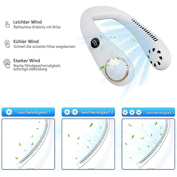 Hängande halsfläkt med 360 rotation (vit)