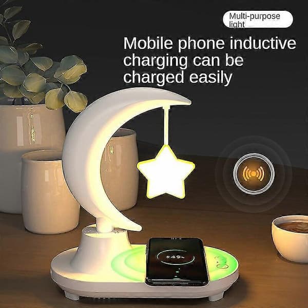 Bluetooth Høyttaler LED Nattlys Med Trådløs Lader Star