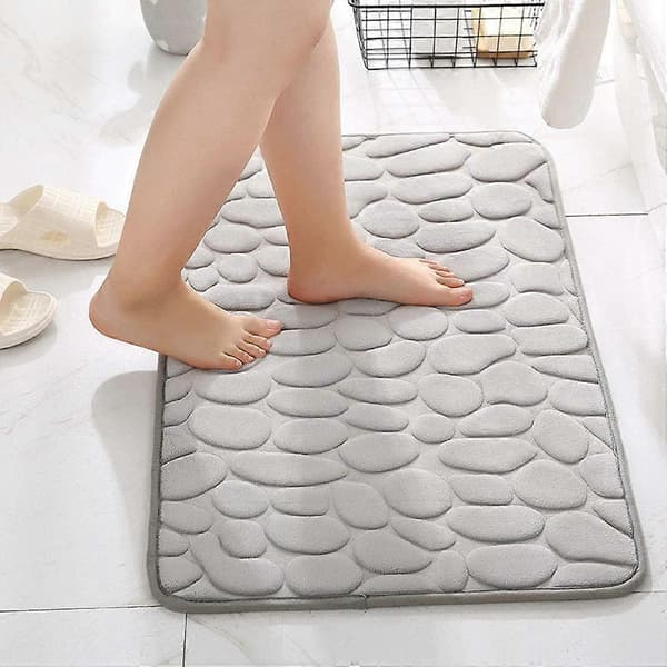 Renhe 40x60cm Absorberende Sklisikker Badematte Memory Foam Baderomsmatte Dusj Massasjematte Vaskbart Gulv