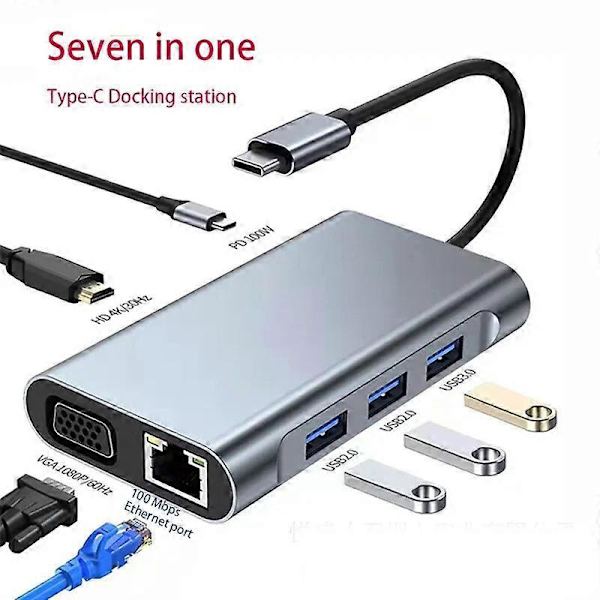 NoteBook Docking Station 7 i 1 Usb Hub Er Anvendelig Til Apple MacbookType C Docking Station Number  1