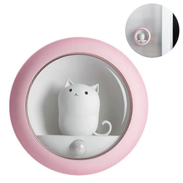 Smart LED søt nattlampe, soverom magnetisk kroppssensorlys, kreativ USB sengelampe pink