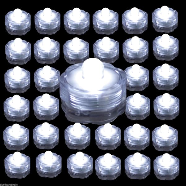 Superstarka LED Floral Tea Light Nedsänkbara Lampor för Fest Bröllop Blomformad vitt ljus