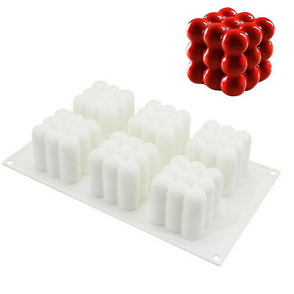 Bageplader til småkager Hulrum 3d Cube Lys Gipsforme Silikone Firkantet Boble Kage Dessertform