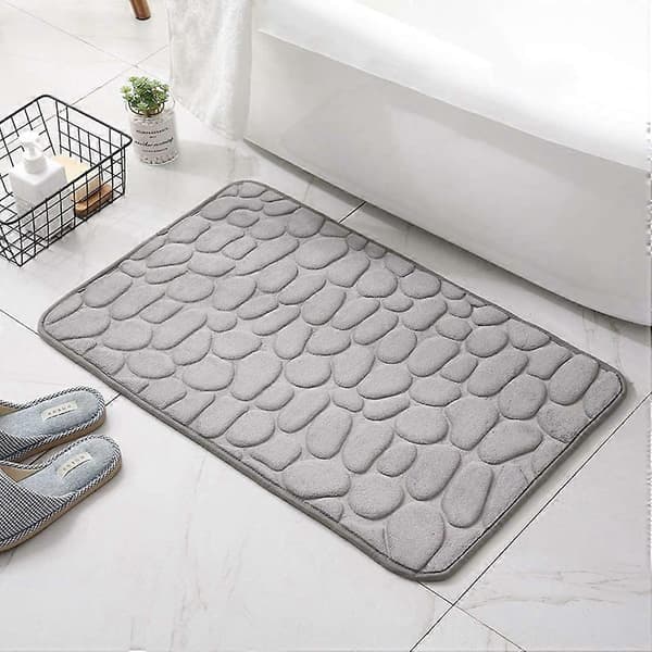 Renhe 40x60cm Absorberende Sklisikker Badematte Memory Foam Baderomsmatte Dusj Massasjematte Vaskbart Gulv