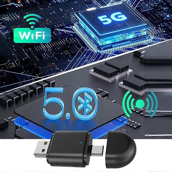 2-i-1 Trådløs Android Auto-adapter & Trådløs CarPlay-adapter Plug & Play Bil