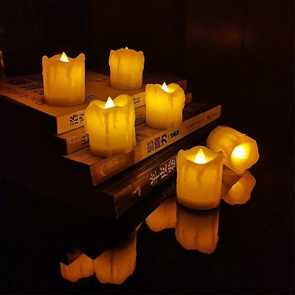 LED Flammeløse Lys med Timer, Batterier, [24 stk./Varm Hvid, 3,6*4,3 cm]