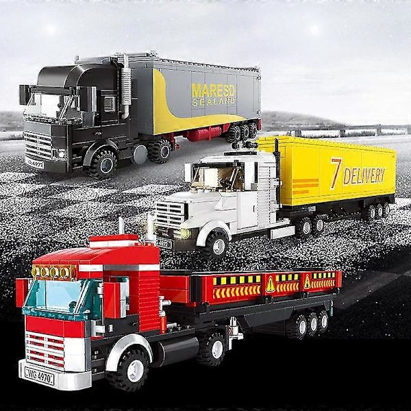 Lastbilsmodell Byggklossar Kompatibla Tekniska Stadsfordon Godstransport Bil Pojkleksaker Mini Tegelstenar Kreativa Barnpresenter 4971 container truck