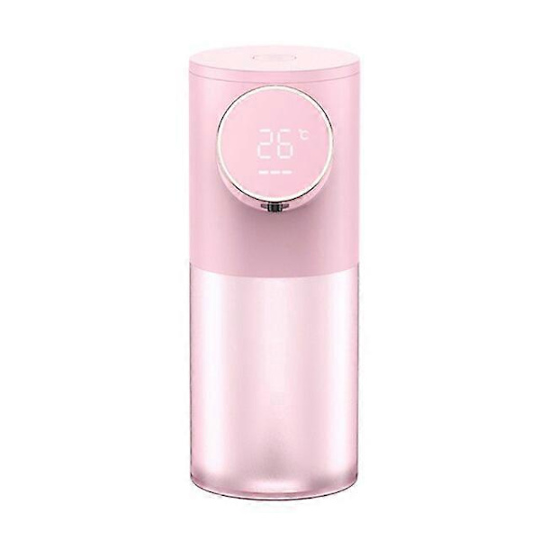 320ML Flytande Skum Tvål Dispensers USB Uppladdningsbar Temperaturdisplay Automatisk Dispenser Tvål Skum Handdesinfektion Tvättmaskin Pink