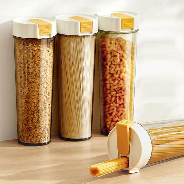 Spaghetti Opbevaringsbeholder Korn Opbevaringscylinder til Tørfoder Bønner Pasta White 10cmx9.5cmx27.3cm