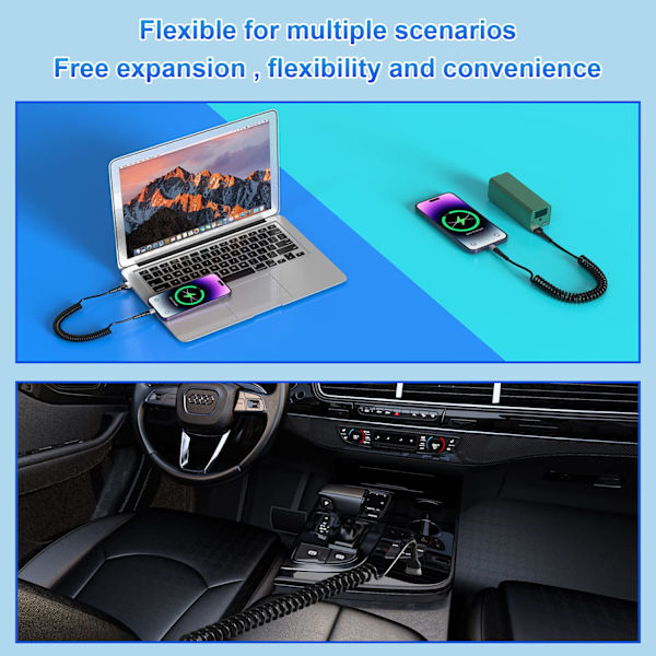 Spiralformad iPhone-laddningskabel 2-pack, Apple Carplay & MFi-certifierad