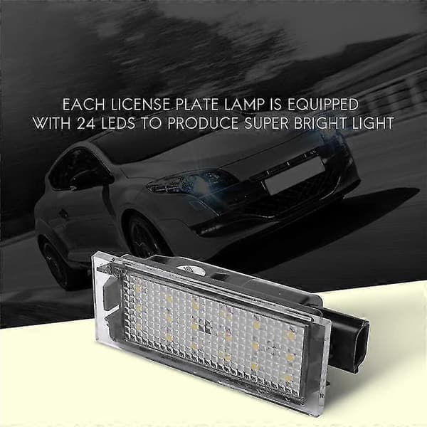 2 stk. bil LED nummerpladelys til Renault Megane 2 Clio Laa 2 Megane 3 Twingo Master Vel
