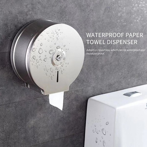 Veggmontert Perforert Papirdispenser i Rustfritt Stål Toalettpapirdispenser | Papirholder (sølv)