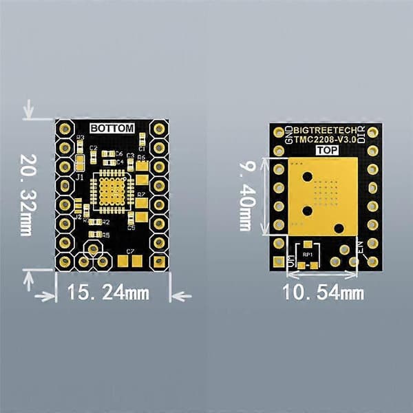 TMC2208 V3.0 Stepper Motor Driver STEP/DIR Mode 3D Printer Dele til SKR 2/Octopus V1.1/SKR V1.3 Bundkort, Pakke med 5 As shown