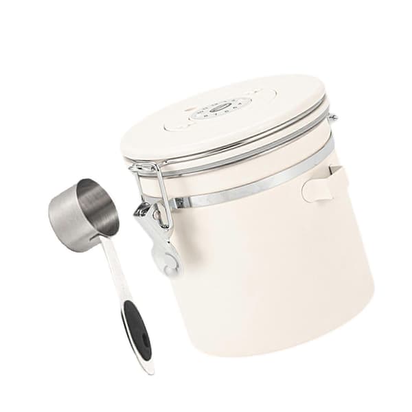 Kaffedåse Gadgets Kaffeopbevaringsbeholder til Te Kager Kaffebønner Sølv 1,2L Optional Beige White 1.2L