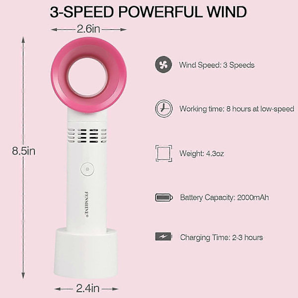 Kannettava USB-ladattava Mini Fan ripsien tuuletinkuivain Terätön kädessä pidettävä tuuletin ripsien pidennykseen