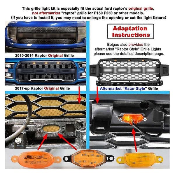 3X Front Grill Lys til Grills 10-14 & 17-21 Røget Linse Gul LED Parkering/Kørsel