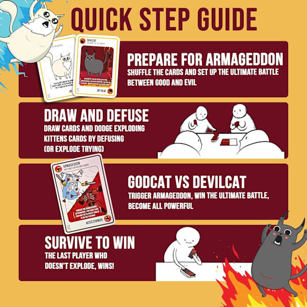 Exploding Kittens Gud mod Ond - 2-5 Spillere - Alder 7+ - Familiespil - Festspil