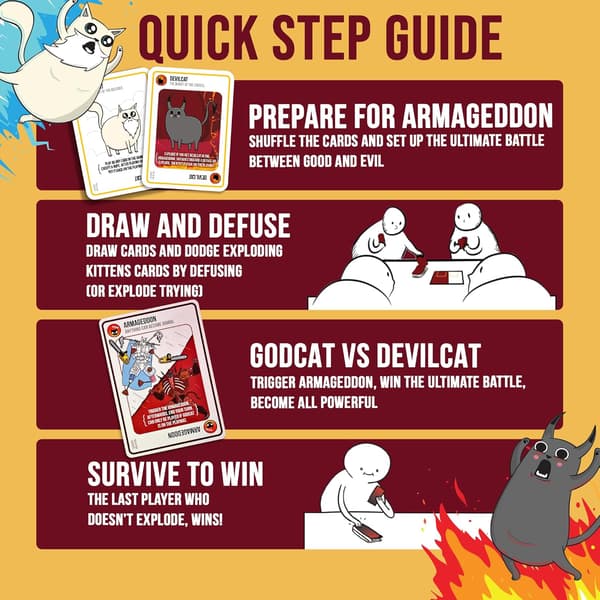 Exploding Kittens Jumala vs. Paholainen - 2-5 pelaajaa - Ikä 7+ - Perhepeli - Juhlapelin