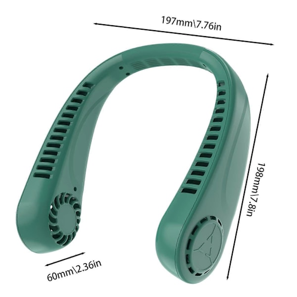 Bärbar handlös halsfläkt (grön)