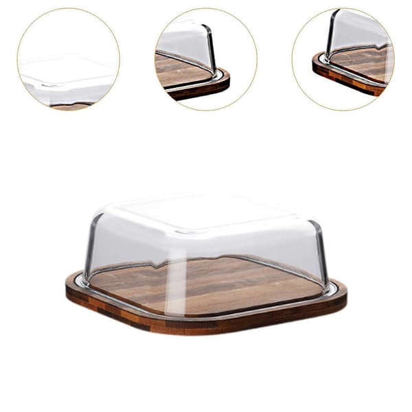 Smørfat med glasslokk, solid, multifunksjonell for benkeplate, kakebutikk, kaffebar Clear 14.2cmx14.2cmx6.5cm