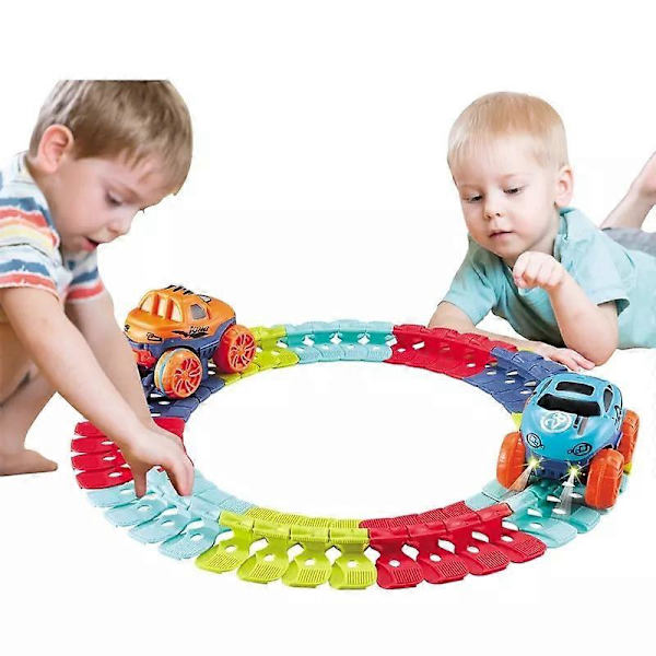 Muunneltava tee-se-itse pieni juna lasten lelu pehmeä kumirata vuoristorata painovoimaton autorata - 184 kpl
