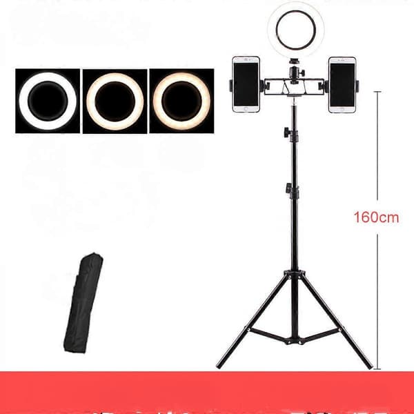 16CM Dobbel stativ LED Ring Light stativ Sminke RingLight for Video, Studio, Sminke, Dimbar 3 Lysmoduser, Lett å bære og installere