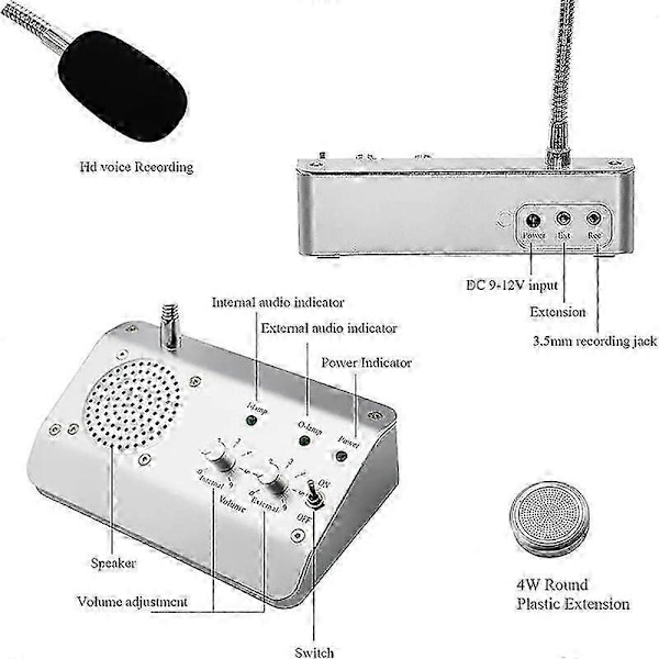 Vindushøyttalersystem, toveis vindusmikrofon intercom høyttaler, intercom system for bedrifter, O Silver