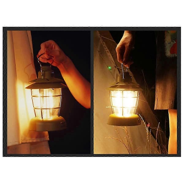Retro Lantern Utendørs Multifunksjonell Camping Teltlampe Smart USB-Lading Bærbar Lykt Hjem Campinglampe A
