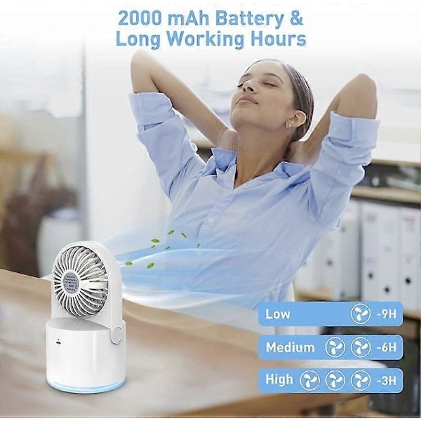 Rosa Mini Quiet Mist Fläkt, USB uppladdningsbar bärbar fläkt, skrivbordsfläkt Lämplig för att sova kontor utomhus inomhus