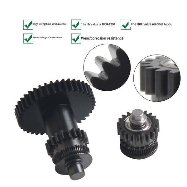 3D-printing ekstrudergir for 2 ekstruder nano-belagt integrert girmontering Black