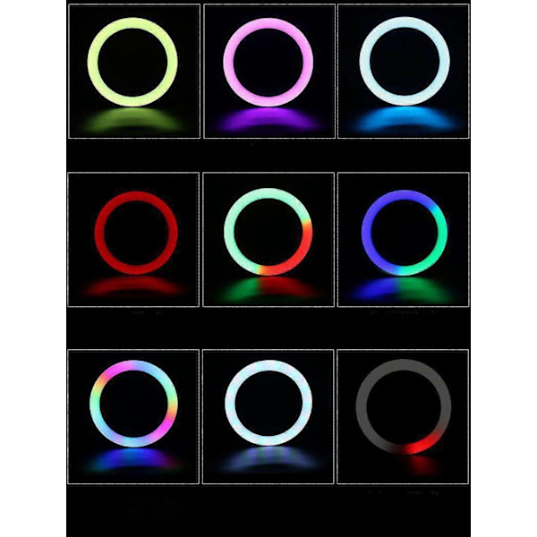 Selfie Ring Light Stand, dæmpbar Desktop Led RGB Lampe Kamera Ringlight