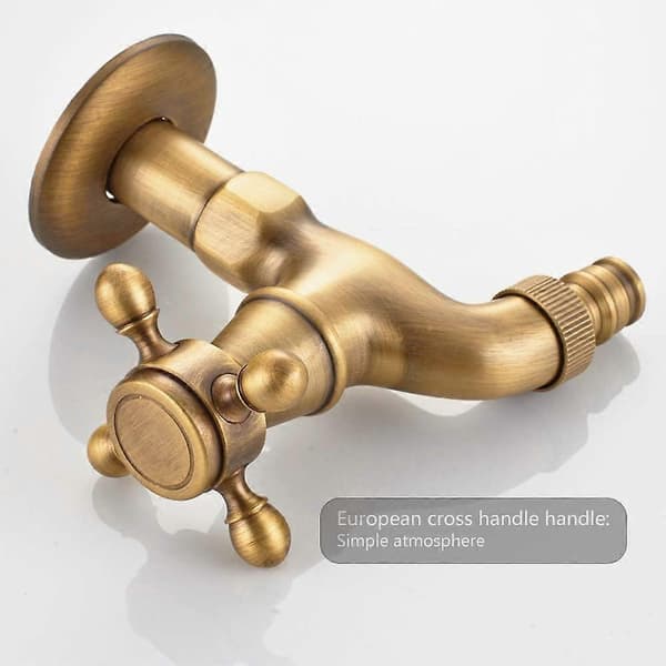 Messing vaskemaskinkran med G1/2 tut - Hagevask moppekran (Bronse)