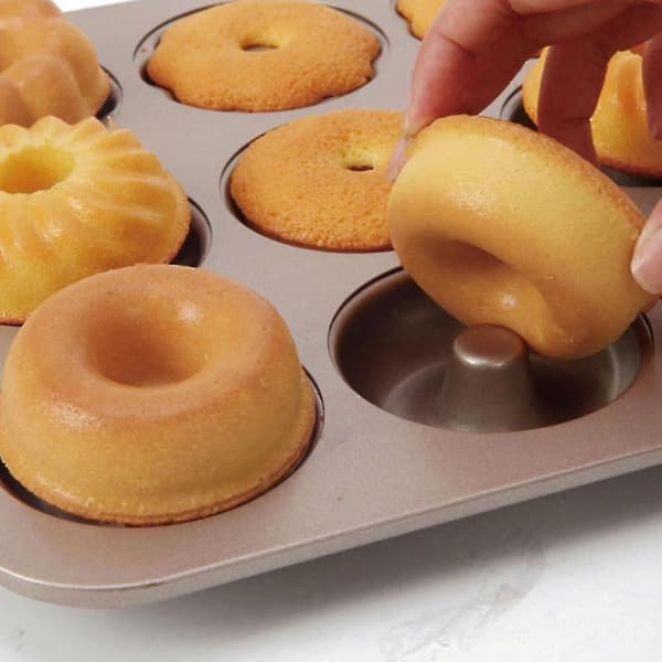 Kakformar 12 Hål Non-stick Olika Mönster Donutform