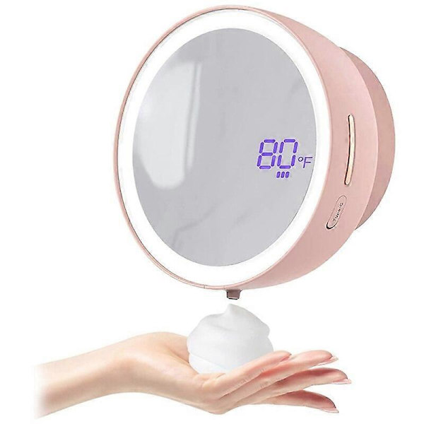 1 Setti Automaattinen Saippua-annostelija Ladattava Vaahtoava Käsien Saippua-annostelija Täyttövalolla ja Peilillä Pink