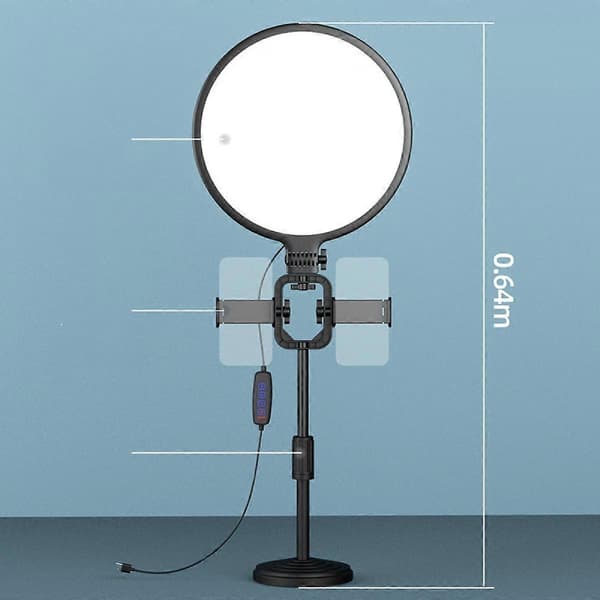 Svart 10-tums Skrivbords Fullskärm Live Fill Light LED Ring Light