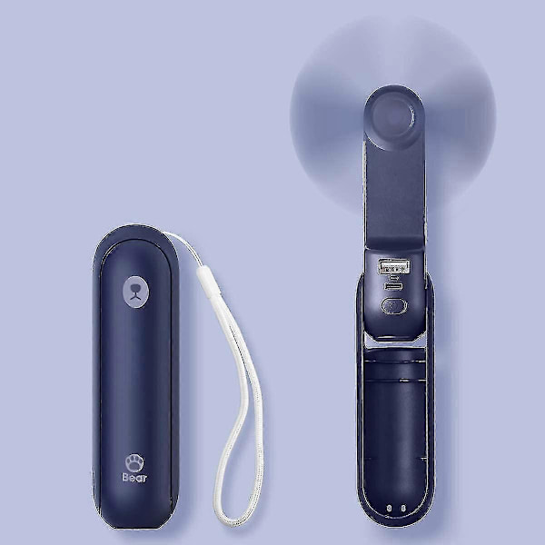 Handhållen fläkt, mini bärbar fläkt, usb uppladdningsbar hopfällbar fläkt, blå
