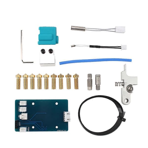 Hot End PCB Adapterkort Kabel Munstycke Extruder Silikon Hals Handtag Termistor Rör Värmeblock Kit för blue  silver