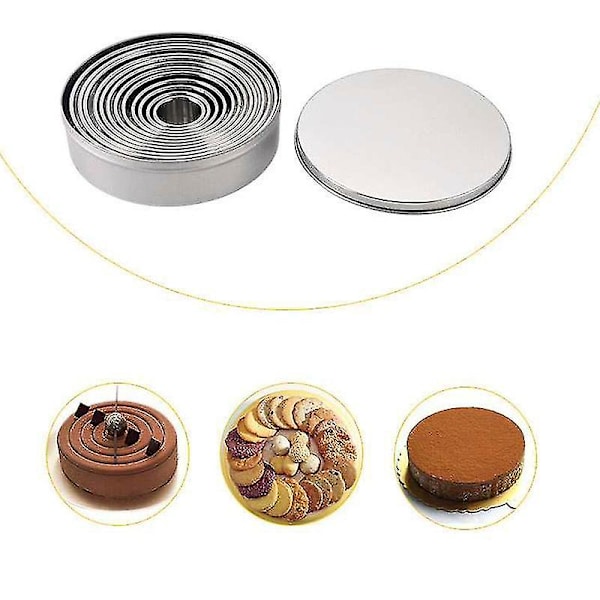 Bageplader 12 stk./sæt Rustfrit stål Kage Ring Mousse Ring Kageform Fondant Toast Biscuit Form Bageværktøj