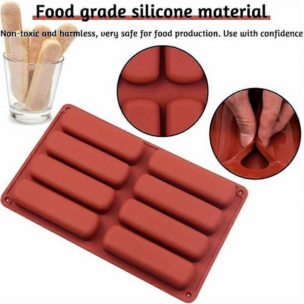 Pakke med 2 Müslibar Bageforme, Silikone Barform med 8 Hulrum, Silikone Bageform Non-Stick Form, Müslibar Bageform til Muffin, Brød