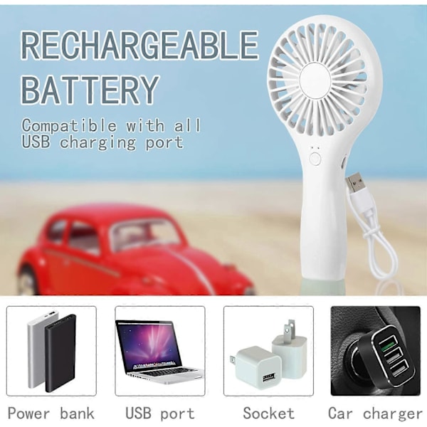 Handhållen minifläkt Batteridriven liten personlig bärbar fläkthastighet Justerbar USB uppladdningsbar fläkt