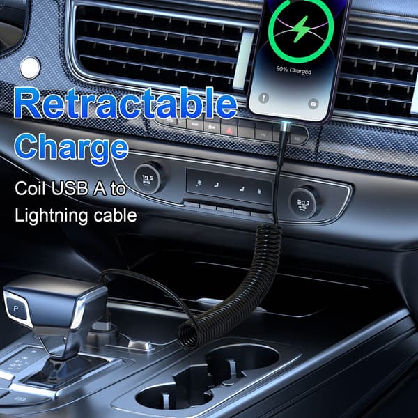 Kierrekierre iPhone-latauskaapeli 2 kpl, Apple Carplay & MFi-sertifioitu