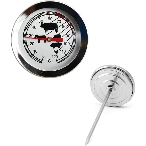 No1 BBQ Stor Analog Grilltermometer Stektermometer Silverkrom 192c |  Silverkrom | Fyndiq