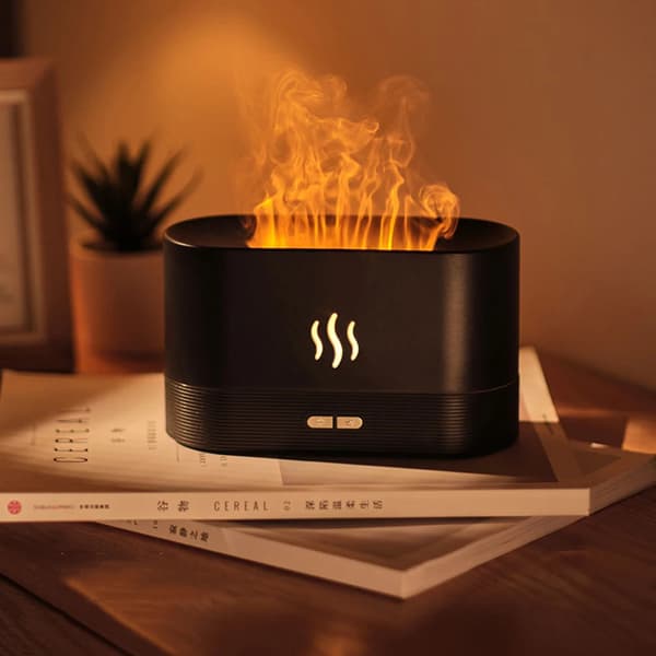 180ML Æterisk Olie Diffuser Lydløs Fakkel Lampe Luftfugter Aroma Diffuser til Hjemmekontor Luftfrisker Duft Beroligende Søvn~03696