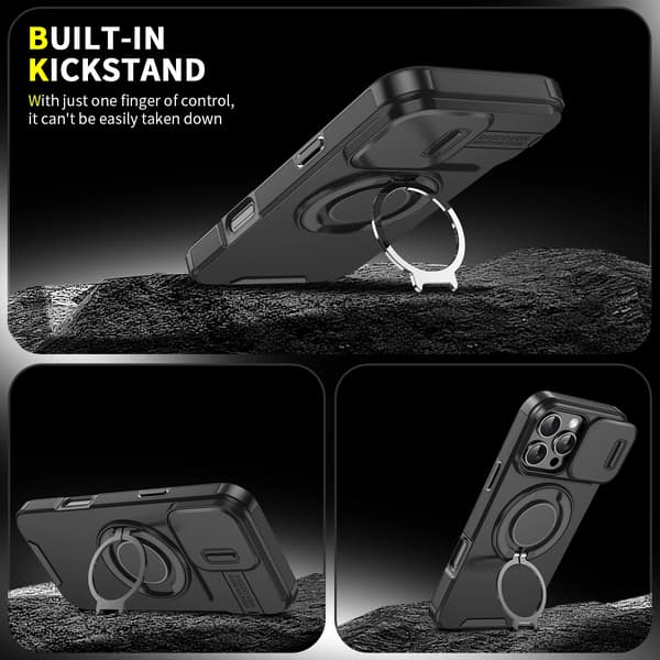 Luksus Magsafe Magnetisk Trådløs Opladnings Armor Case Til iPhone 16 Pro Slide Kamerabeskyttelse PC Cover