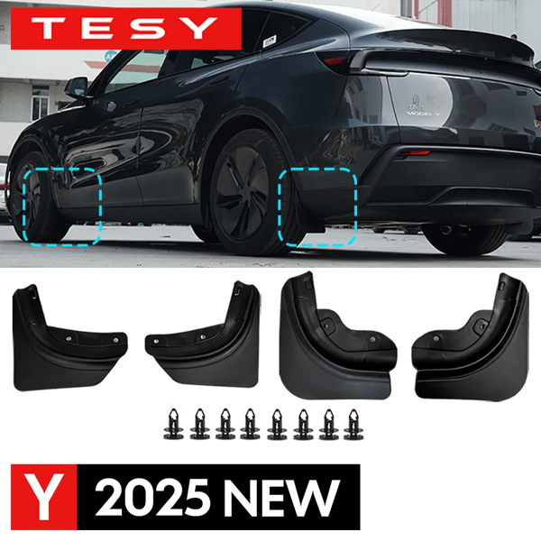 Stænklapper til Tesla New Model Y 2025 Launch Juniper Ingen Boring/Tape Stænkskærme Skærme Mudderklapper