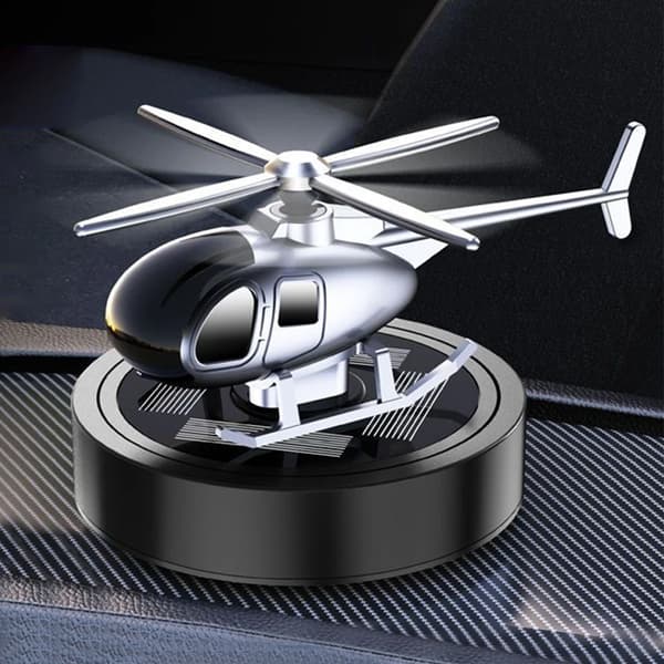 Bilfräschare solcellsdriven helikoptermodellering dekoration aromaterapi bilinteriörtillbehör roterande propeller parfymdiffusor~00761