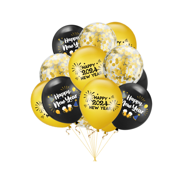 2024 Nyårstema Party Dekoration Tårta Insats Ballong Set Set D
