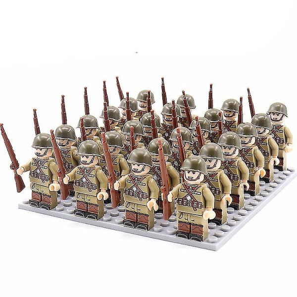 24 militära figurer militärblock, soldater tegelleksaker Soviet Army