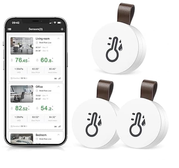 Bluetooth Termometer & Hygrometer med Datalagring / Trådlös Termometer och Hygrometer med App och Datavisning 3-pack 3-st